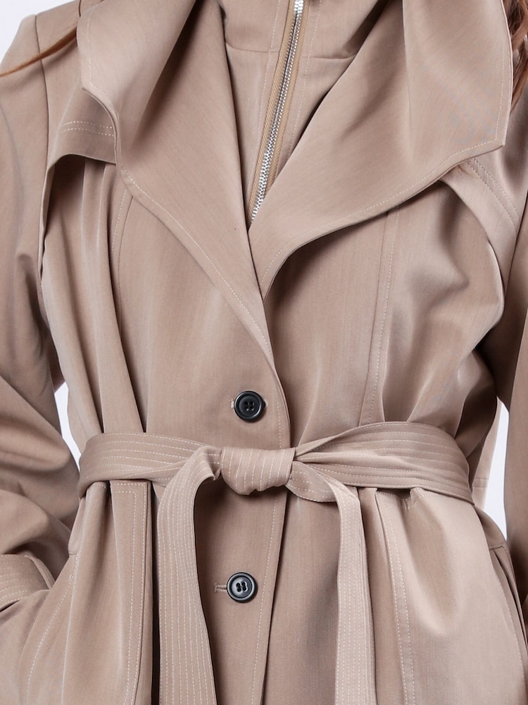 Religion Natural Spirit Maxi Trench Coat With Draped Double Layer And Belt - Image 7 of 7