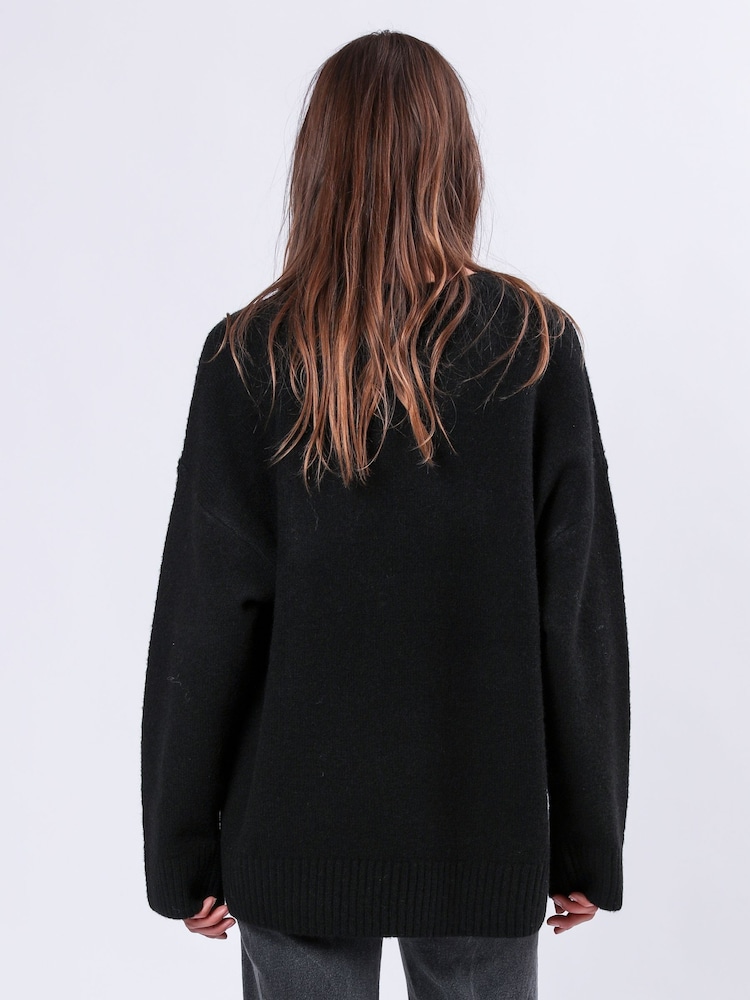 Religion Black Oversized Rebel Forever Jumper in Soft Yarn - Image 2 of 6