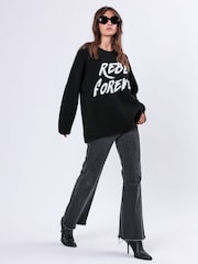 Religion Black Oversized Rebel Forever Jumper in Soft Yarn - Image 4 of 6