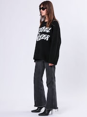 Religion Black Oversized Rebel Forever Jumper in Soft Yarn - Image 5 of 6