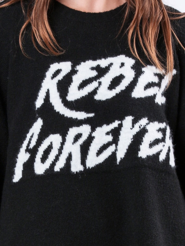 Religion Black Oversized Rebel Forever Jumper in Soft Yarn - Image 6 of 6