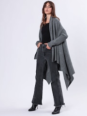 Religion Grey Unite Draped Maxi Cardigan In Textured Soft Yarn - Image 1 of 6