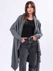 Religion Grey Unite Draped Maxi Cardigan In Textured Soft Yarn - Image 2 of 6