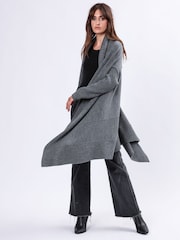 Religion Grey Unite Draped Maxi Cardigan In Textured Soft Yarn - Image 4 of 6