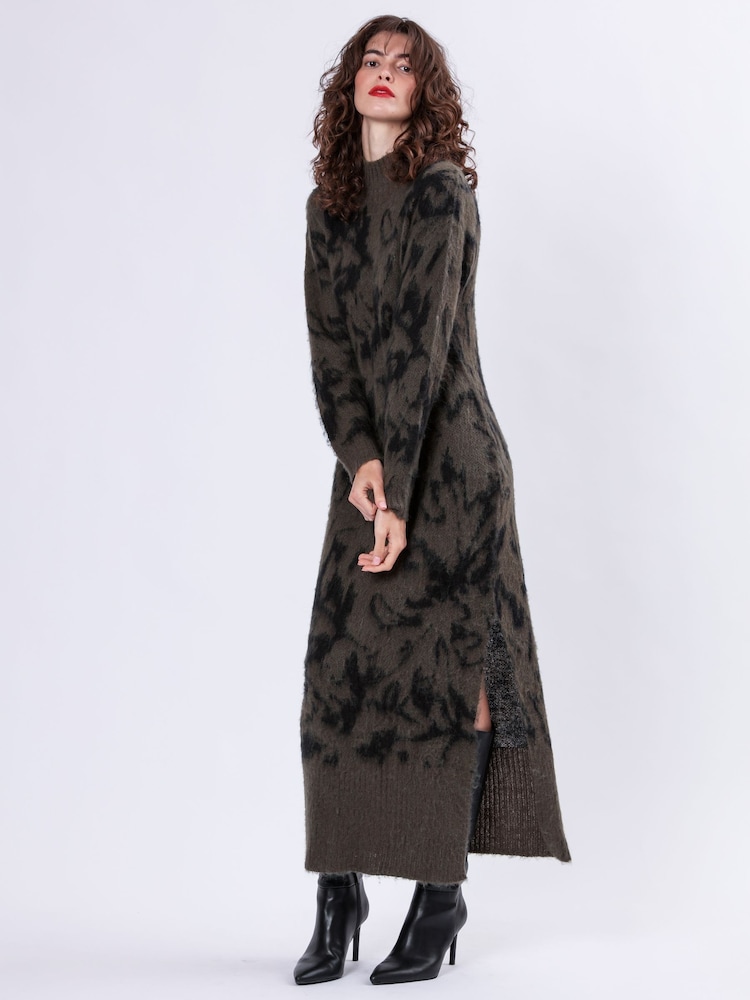 Religion Green Reverse Roll Neck knitted Dress - Image 3 of 6