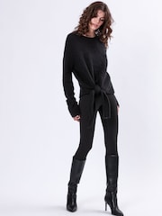 Religion Black Reverse Tie Front Jumper in Soft Wool Mix - Image 3 of 7