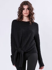 Religion Black Reverse Tie Front Jumper in Soft Wool Mix - Image 6 of 7