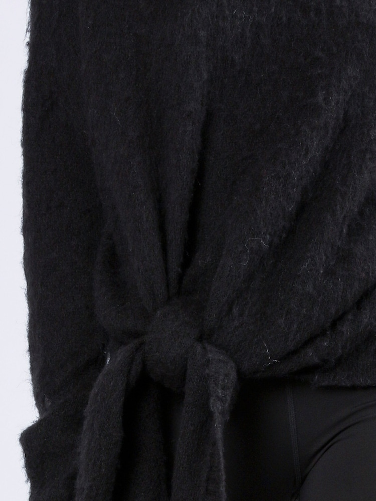 Religion Black Reverse Tie Front Jumper in Soft Wool Mix - Image 7 of 7