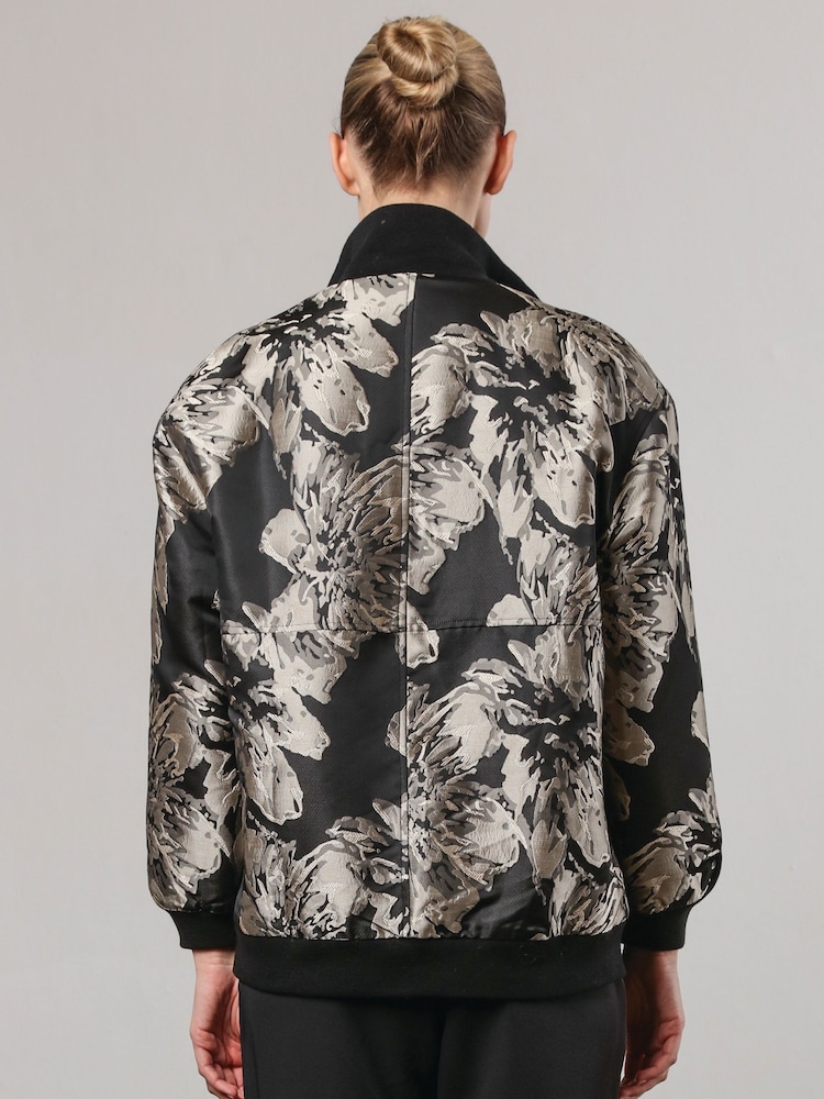 Religion Genuine Jacquard Bomber Jacket in Metallic Pattern - Image 3 of 6