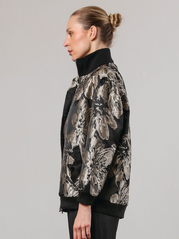 Religion Genuine Jacquard Bomber Jacket in Metallic Pattern - Image 4 of 6