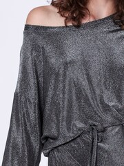 Religion Metallic Off The Shoulder Tanzanite Midi Dress In Slinky Metallic Jersey - Image 6 of 6