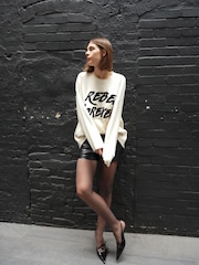 Religion Cream Oversized Rebel Forever Jumper in Soft Yarn - Image 2 of 8