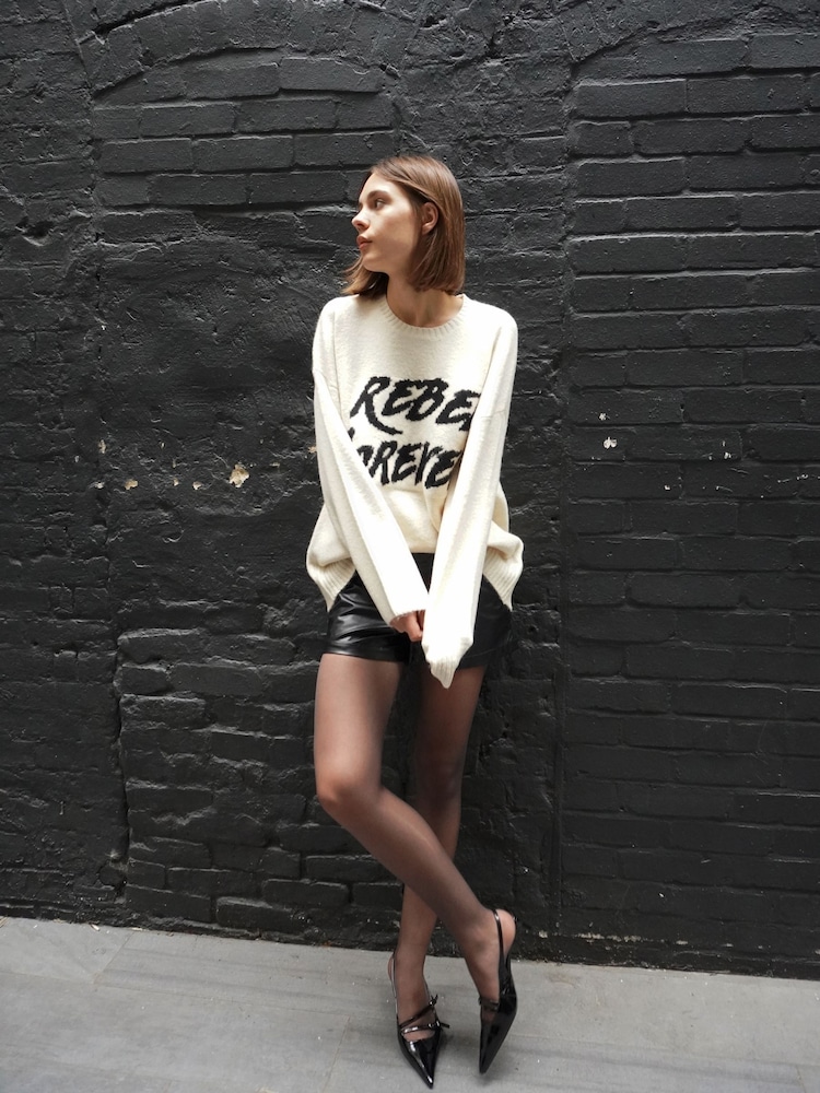 Religion Cream Oversized Rebel Forever Jumper in Soft Yarn - Image 2 of 8