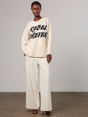 Religion Cream Oversized Rebel Forever Jumper in Soft Yarn - Image 7 of 8