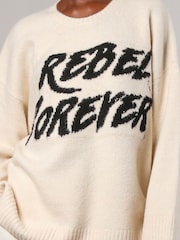 Religion Cream Oversized Rebel Forever Jumper in Soft Yarn - Image 8 of 8