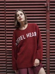 Religion Red Oversized Rebel Heart Jumper with Stars - Image 3 of 9