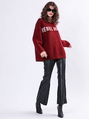 Religion Red Oversized Rebel Heart Jumper with Stars - Image 5 of 9