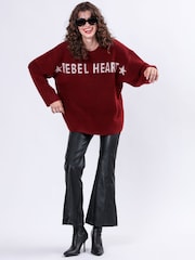 Religion Red Oversized Rebel Heart Jumper with Stars - Image 8 of 9