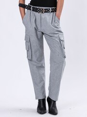 Religion Grey Innocent Wool Flannel Utility Style Cargo Trousers With Patch Pockets - Image 1 of 6