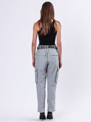 Religion Grey Innocent Wool Flannel Utility Style Cargo Trousers With Patch Pockets - Image 4 of 6