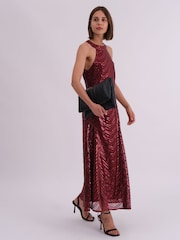 Religion Red Touch Sequin Halter Neck Maxi Dress - Image 2 of 7