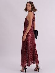 Religion Red Touch Sequin Halter Neck Maxi Dress - Image 3 of 7
