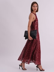 Religion Red Touch Sequin Halter Neck Maxi Dress - Image 4 of 7