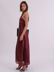 Religion Red Touch Sequin Halter Neck Maxi Dress - Image 6 of 7