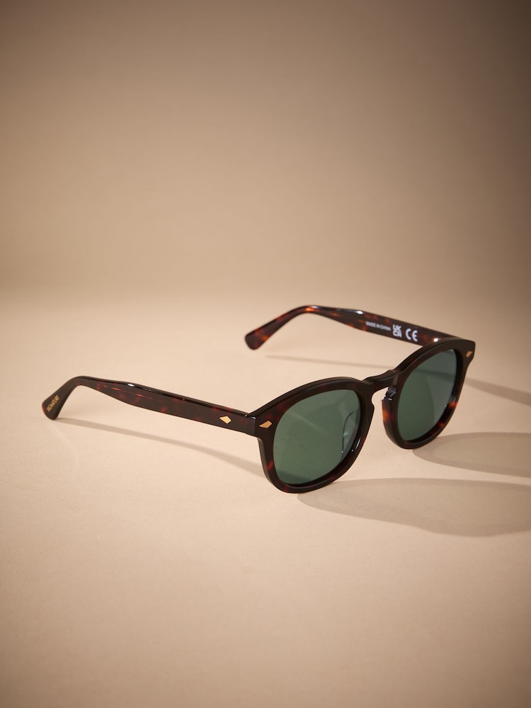 Tortoiseshell Brown Signature Round Sunglasses - Image 2 of 5