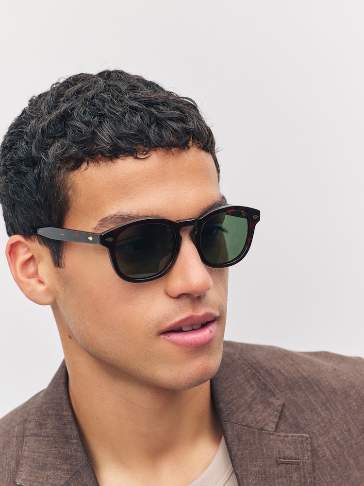 Tortoiseshell Brown Signature Acetate Round Polarised Sunglasses - Image 2 of 8 Tortoiseshell Brown Signature Acetate Round Polarised Sunglasses - Image 2 of 8
