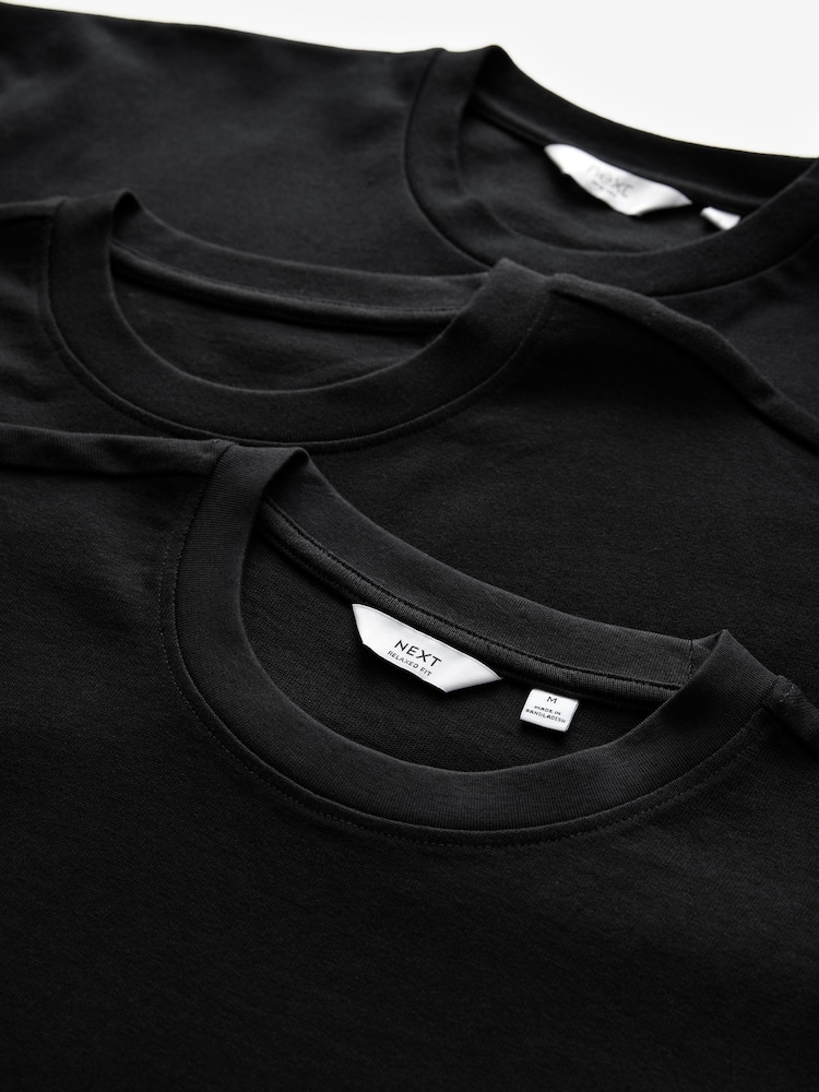 Noir - Coupe ample - Lot de 3 t-shirts épais - Image 7 of 8