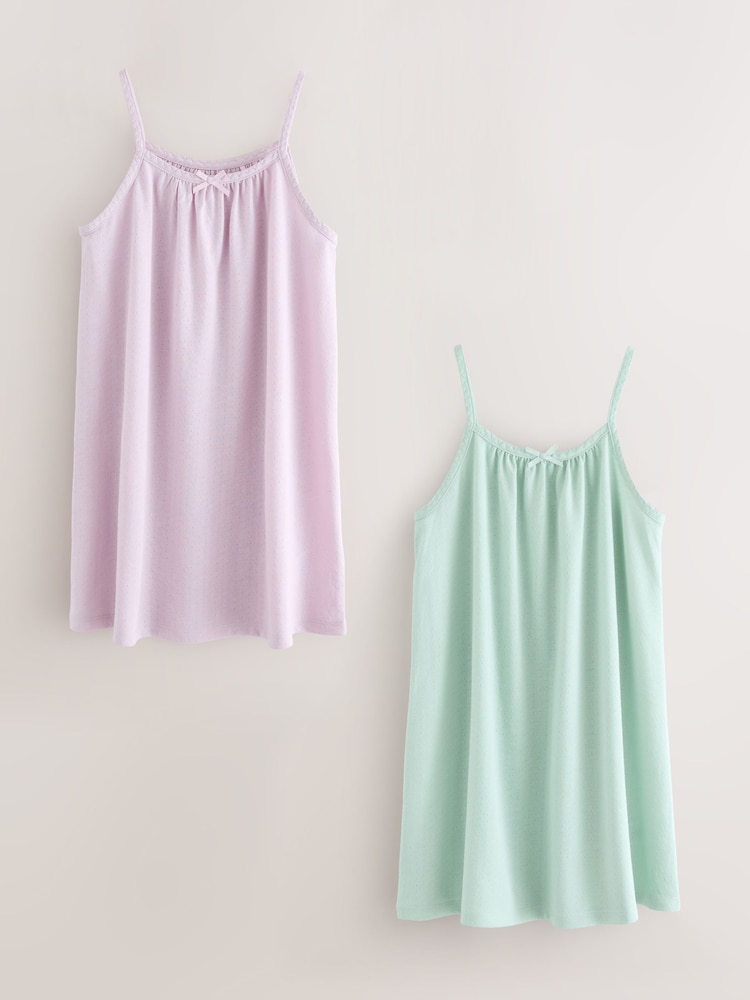 Purple/Aqua Camisole Nighties 2 Pack (2-12yrs) - Image 1 of 6 Purple/Aqua Camisole Nighties 2 Pack (2-12yrs) - Image 1 of 6