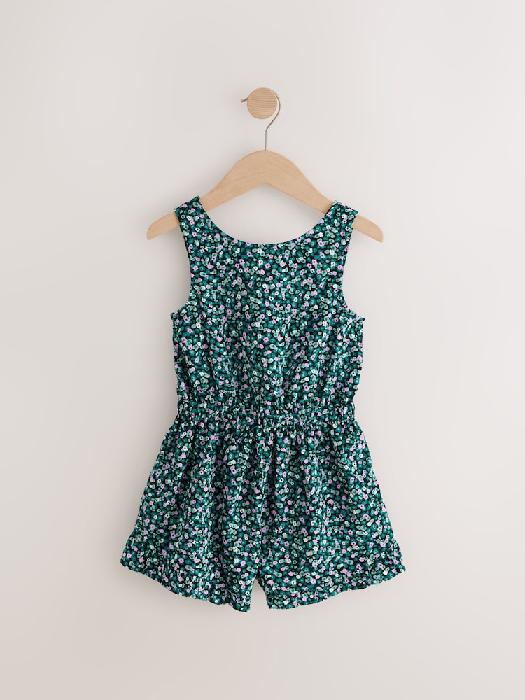 Green Ditsy Print Bow Detail Playsuit (3-16yrs) - Image 3 of 6
