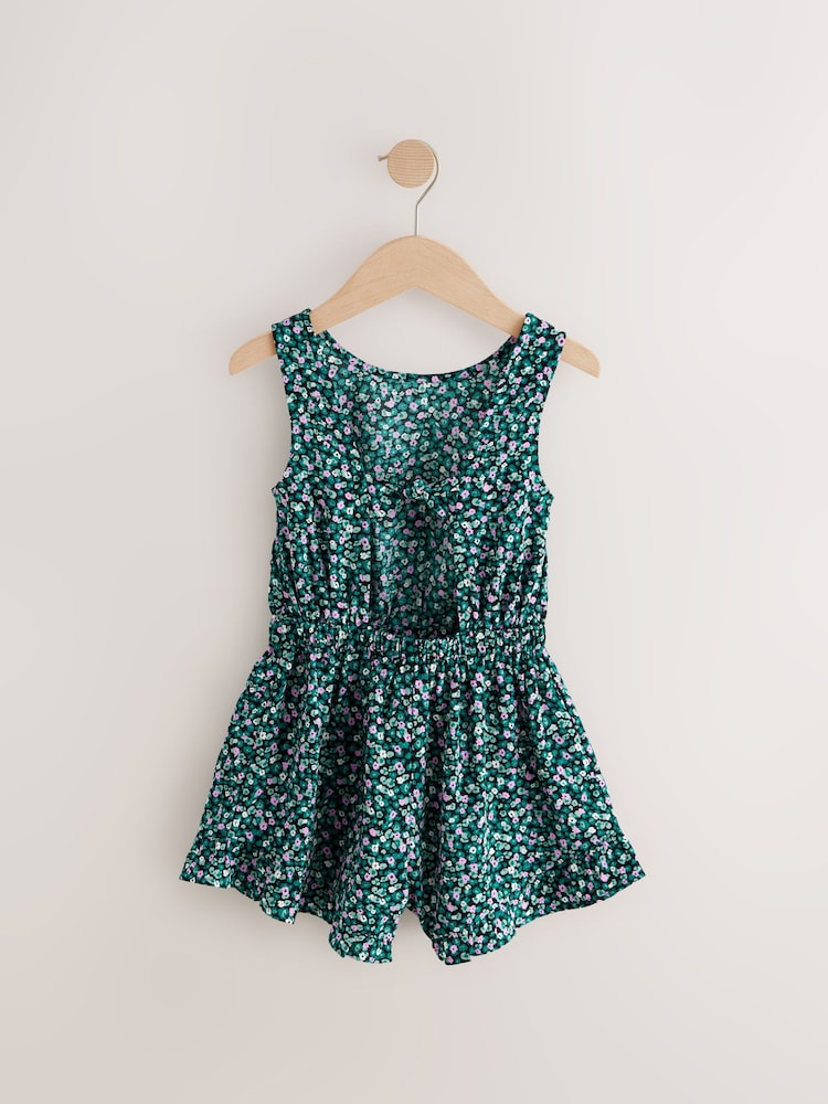 Green Ditsy Print Bow Detail Playsuit (3-16yrs) - Image 4 of 6