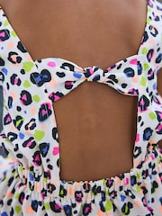 Bright Leopard Print Bow Detail Playsuit (3-16yrs) - Image 5 of 9