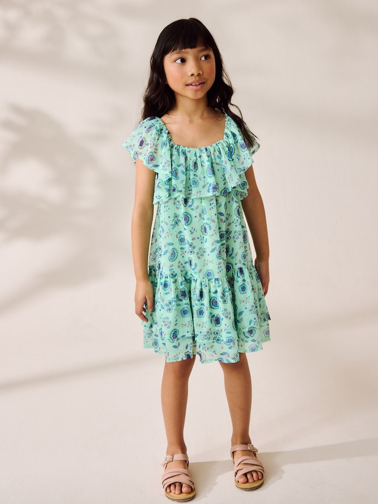 Verde floral - Frill Summer Dress (3-16yrs) - Imagen 2 de 8