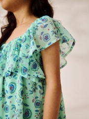 Verde floral - Frill Summer Dress (3-16yrs) - Imagen 4 de 8