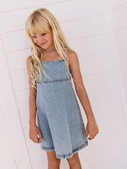 Blue 100% Cotton Strappy Denim Dress (3-16yrs) - Image 1 of 6