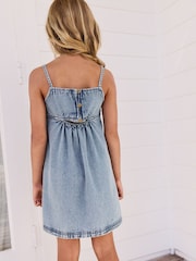 Blue 100% Cotton Strappy Denim Dress (3-16yrs) - Image 5 of 6