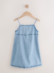 Blue 100% Cotton Strappy Denim Dress (3-16yrs) - Image 7 of 10