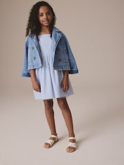 Blue Stripe Bow Detail Summer Dress (3-12yrs) - Image 2 of 8