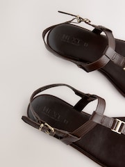 Chocolate Brown Leather Standard/Wide Fit Forever Comfort® Hardware Toe Thong Sandals - Image 8 of 9