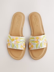 Pink Leather Standard/Wide Fit Forever Comfort® Beaded Flower Mules - Image 1 of 7