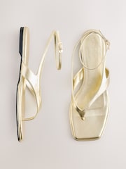 Gold Forever Comfort® Strappy Ankle Toe Thong Sandals - Image 1 of 9