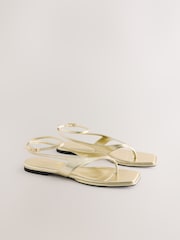 Gold Forever Comfort® Strappy Ankle Toe Thong Sandals - Image 6 of 9