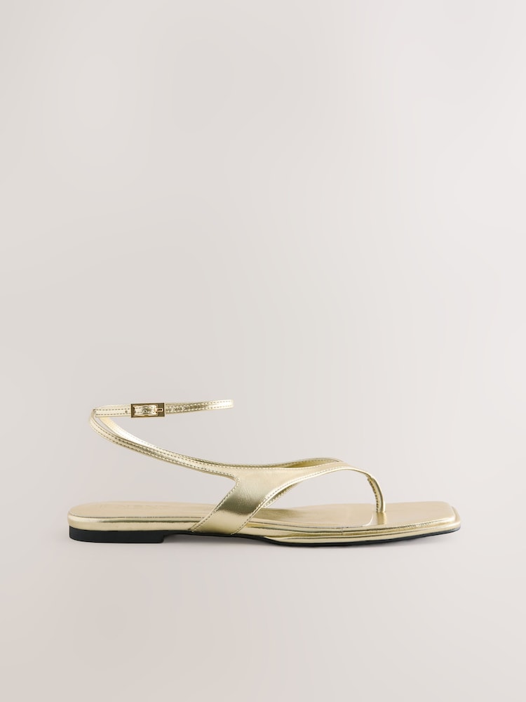 Gold Forever Comfort® Strappy Ankle Toe Thong Sandals - Image 7 of 9