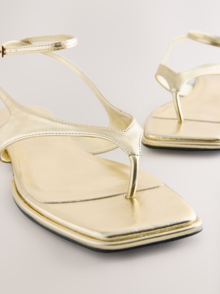 Gold Forever Comfort® Strappy Ankle Toe Thong Sandals - Image 8 of 9