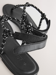 Black Standard/Wide Fit Forever Comfort® Knotted Rope Toe Thong Sandals - Image 11 of 11