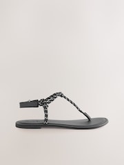 Black Standard/Wide Fit Forever Comfort® Knotted Rope Toe Thong Sandals - Image 8 of 11