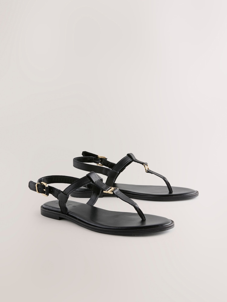 Černá kůže - Tanga Sandály s kovovou špičkou Forever Comfort® - Image 3 of 7